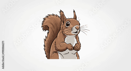 Adorable cartoon red squirrel with a bushy tail and alert expression