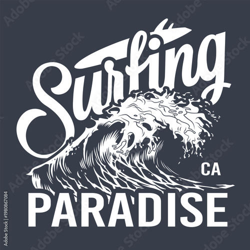 Surfing at paradise beach