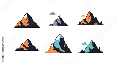 Mist Mountain Line art vector clean colorful pattern