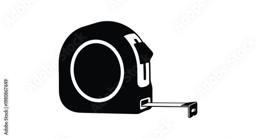 A stark black silhouette of a measuring tape showcasing its functional design silhouette