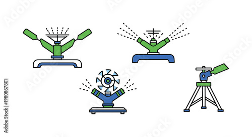 Lawn Sprinkler Line art vector abstract shape illustration