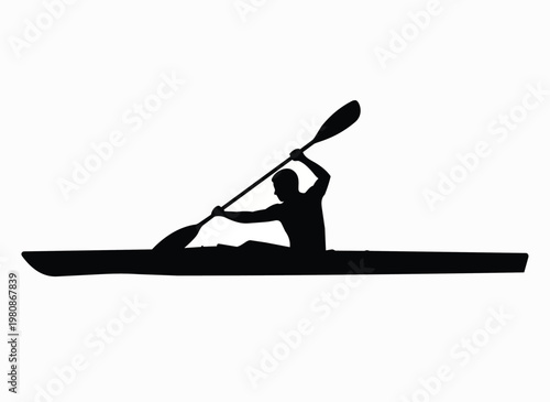 Kayaker paddling on water.