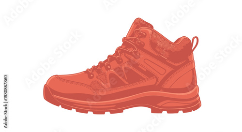 A close-up illustration of a single boot, likely for hiking