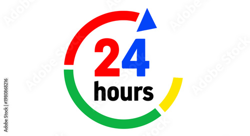 A 24-hour service icon showcasing a round the clock availability and support