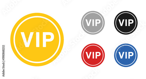 VIP badge variations in vibrant colors