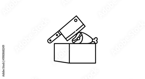 Meat Slicing Line art vector simple abstract color