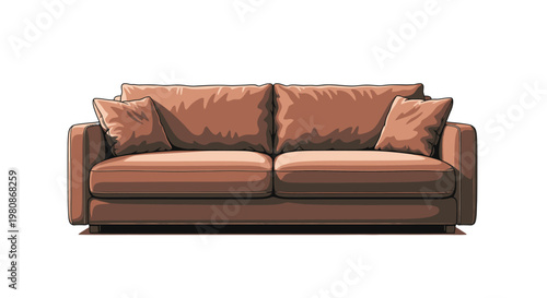 Elegant and comfortable brown sofa in a modern design, perfect for relaxation and adding a touch of style to a living space.