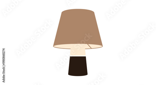 A stylish table lamp with a lampshade, illuminating a room with warm light