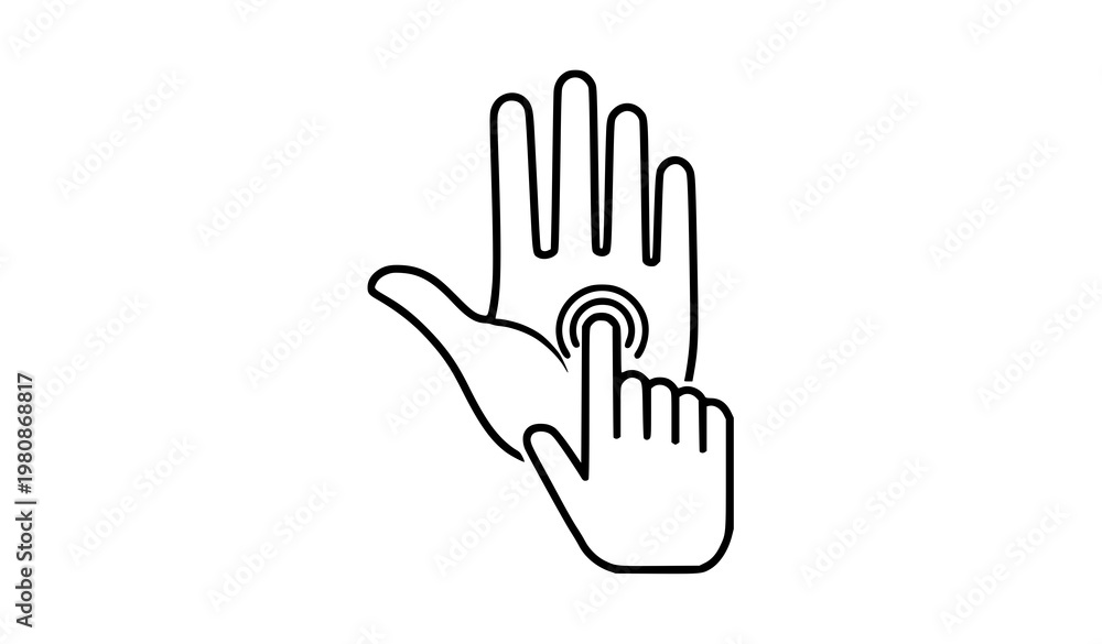 Fototapeta premium A minimalist vector graphic of a hand touching a fingerprint icon