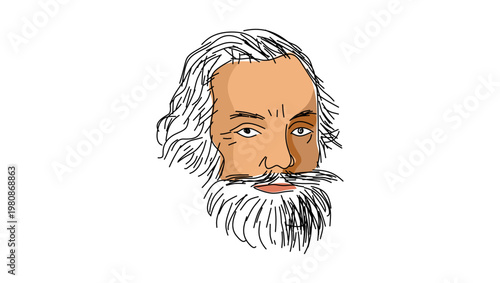 Captain John Smith portrait, flat vector illustration