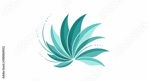 Abstract teal plant-like form with decorative dots
