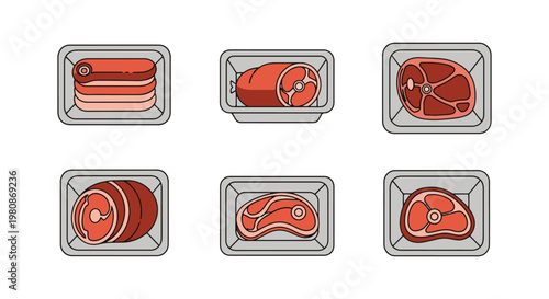 Meat Tray Pack Line art vector creative abstract colorful shapes