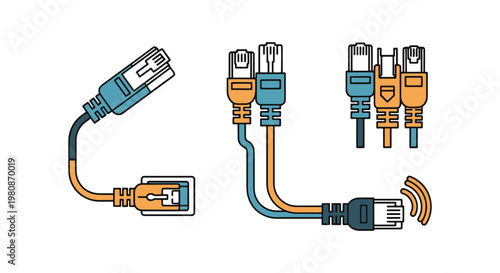 Network Cable Line art vector abstract colorful design