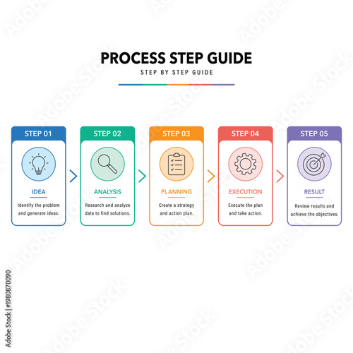 Clean Flat Step Process Infographic Template.