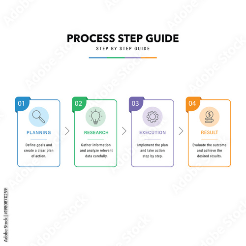 Modern Card Style Step Infographic Template.