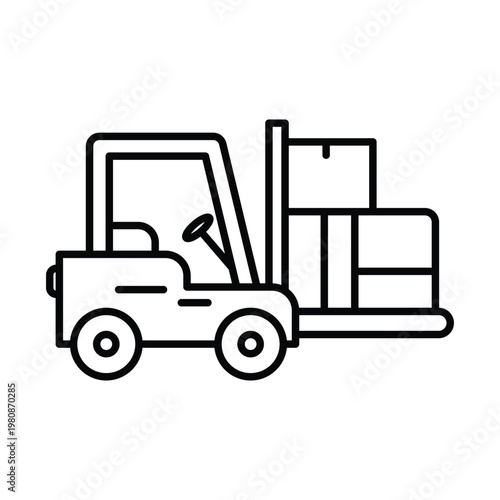 Detailed Illustration of a Forklift with Boxes for Warehouse Logistics
