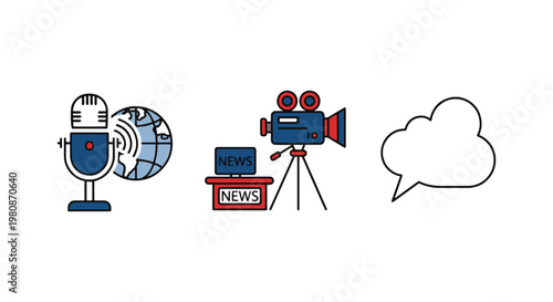 News Studio Line art vector creative color shapes illustration