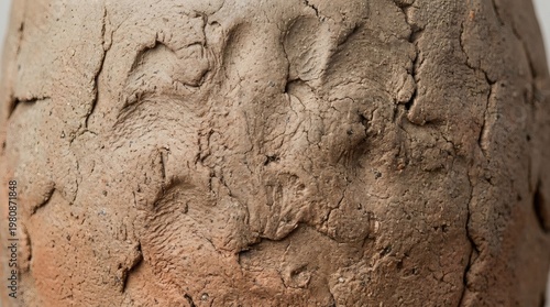 Foto Organic imperfect clay texture with uneven hand-formed surface, subtle cracks and natural dents
