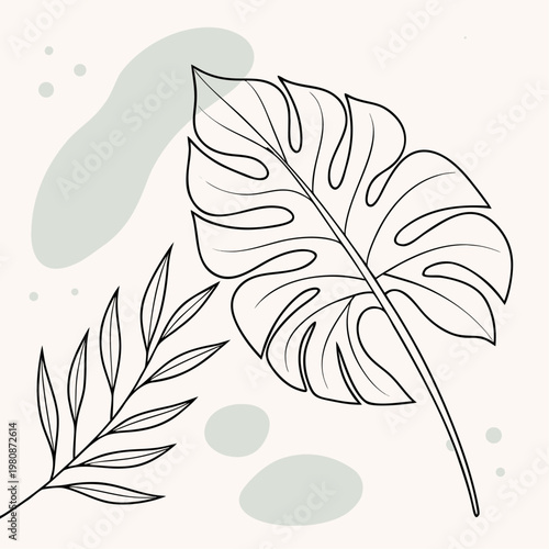 Minimal Botanical Leaf Line Art Design