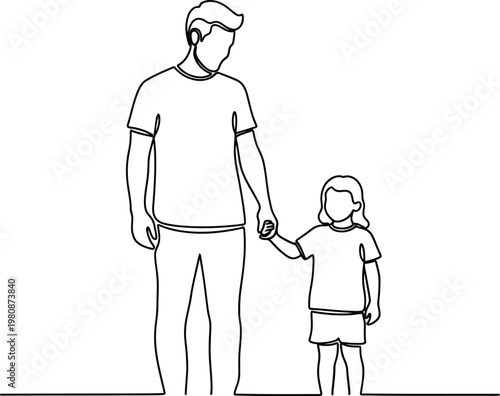 Touching fathers day sketch a loving dad and daughter holding hands perfect for cards gifts