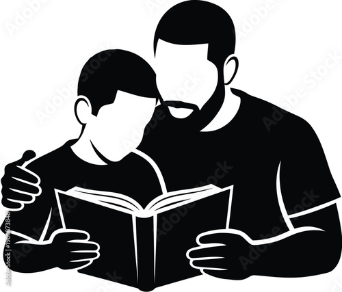 Touching fathers day illustration dad reading to son a heartwarming family moment for celebration