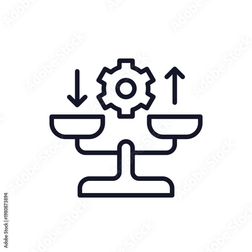 rebalancing icon with scales, line pictogram