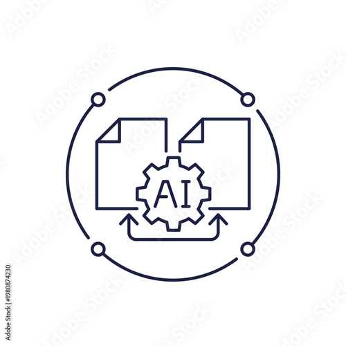 AI agent icon with documents in line design