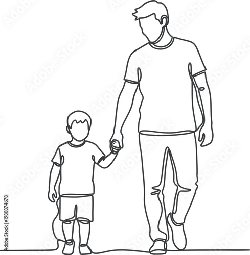 Touching fathers day sketch a loving father and son walking hand in hand celebrating family bonds