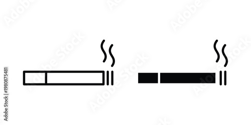 Smoking icon set vector symbol in black filled and stroke style