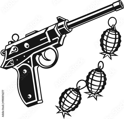 vector illustration of a gun