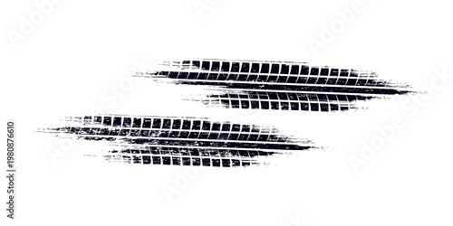 Black tire marks on road, Black rubber tire marks and tread marks, Tire trace track wheels texture and background, Auto tire tread grunge