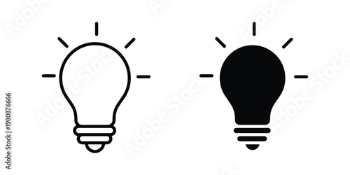 Solution lamp icon set vector symbol in black filled and stroke style