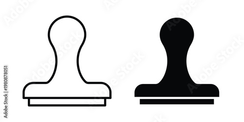 Stamp icon set vector symbol in black filled and stroke style