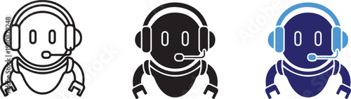 Customer support and service symbol. Help, Chatbot assistant icon with headset. digital assistant and online support. communication and call center concept representing AI chatbot,