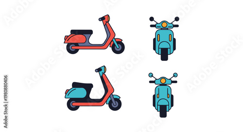 electric scooter Line art abstract minimal shapes illustration