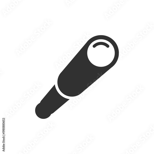 Handheld monocular telescope icon. Observation and long distance viewing device. Monochrome black and white symbol