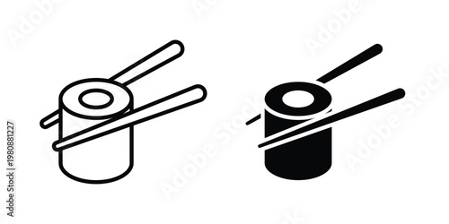 Sushi icon set vector symbol in black filled and stroke style
