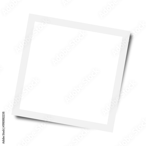 Retro Realistic Photo Frame. White Photo Frame Mockup Transparent PNG with Soft Shadow Tilted Square