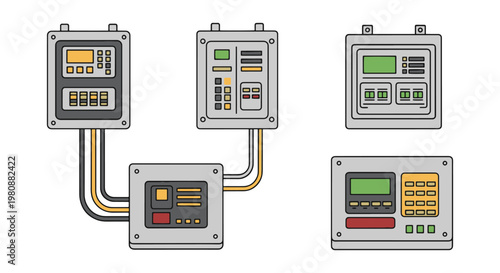 Electrical Panel Board Line clean abstract colorful shapes vector