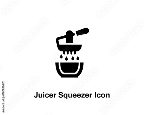 Juicer Squeezer Icon with Juice Drops on White Background