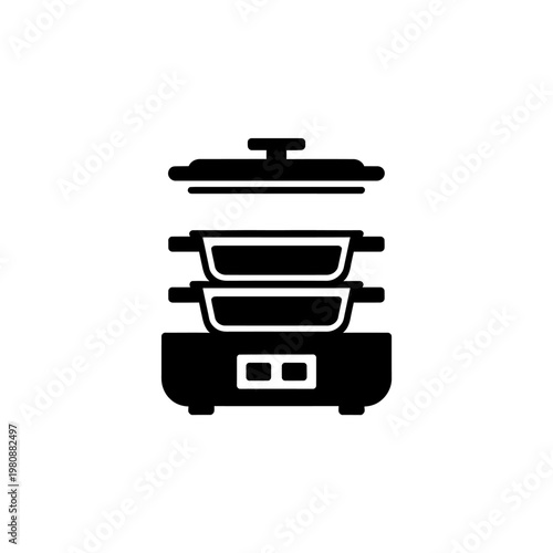 Stacked pots and pan on electric stove top cooking appliance