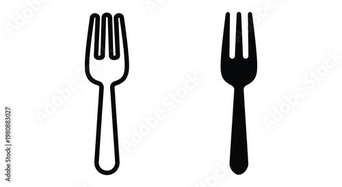 Two black fork outlines against a white background a simple silhouette