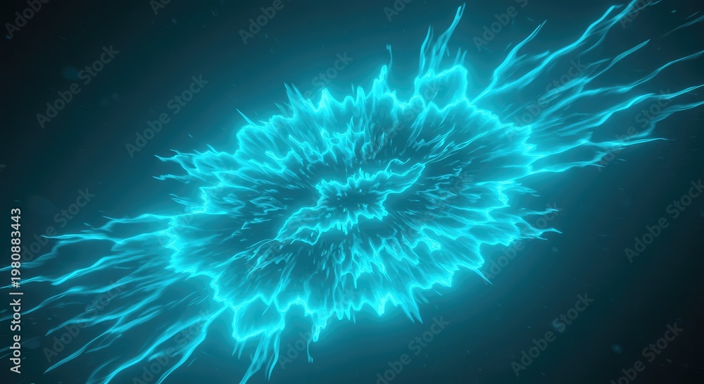 Fototapeta premium Overwhelming saturation of pure electric cyan color filling the frame, creating an intense, glowing abstract energy field, gradient, smooth, overwhelming