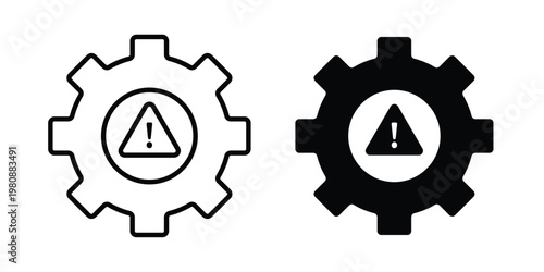 Technical warning icon set vector symbol in black filled and stroke style