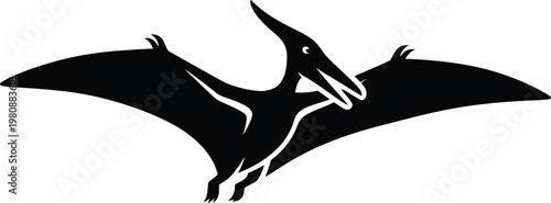 Black silhouette of a flying pterodactyl with wings spread wide pterodactyl silhouette flying dinosaur