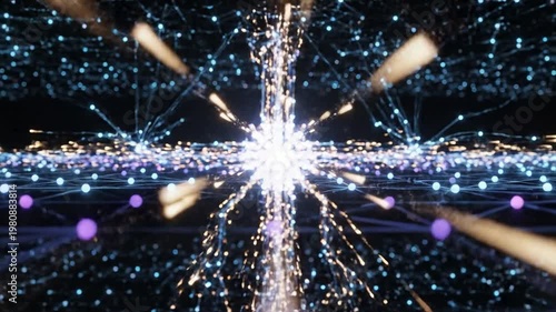 Glowing network connections in space.