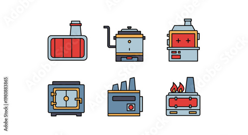Industrial Furnace Line art minimal abstract vector