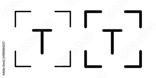 Text icon set vector symbol in black filled and stroke style