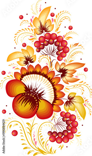 Traditional ukranian floral ornamen Petrikivka