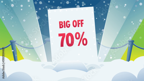 Big Discount Banner Display Scene Vector Illustra